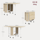 Wooden Drop Leaf Dining Table Rectangular fro 4 to 6 People - Velmora