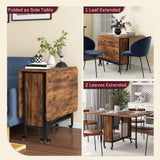 Wooden Drop Leaf Dining Table Rectangular fro 4 to 6 People - Velmora