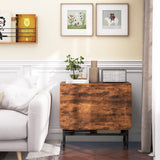 Wooden Drop Leaf Dining Table Rectangular fro 4 to 6 People - Velmora