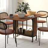 Wooden Drop Leaf Dining Table Rectangular fro 4 to 6 People - Velmora