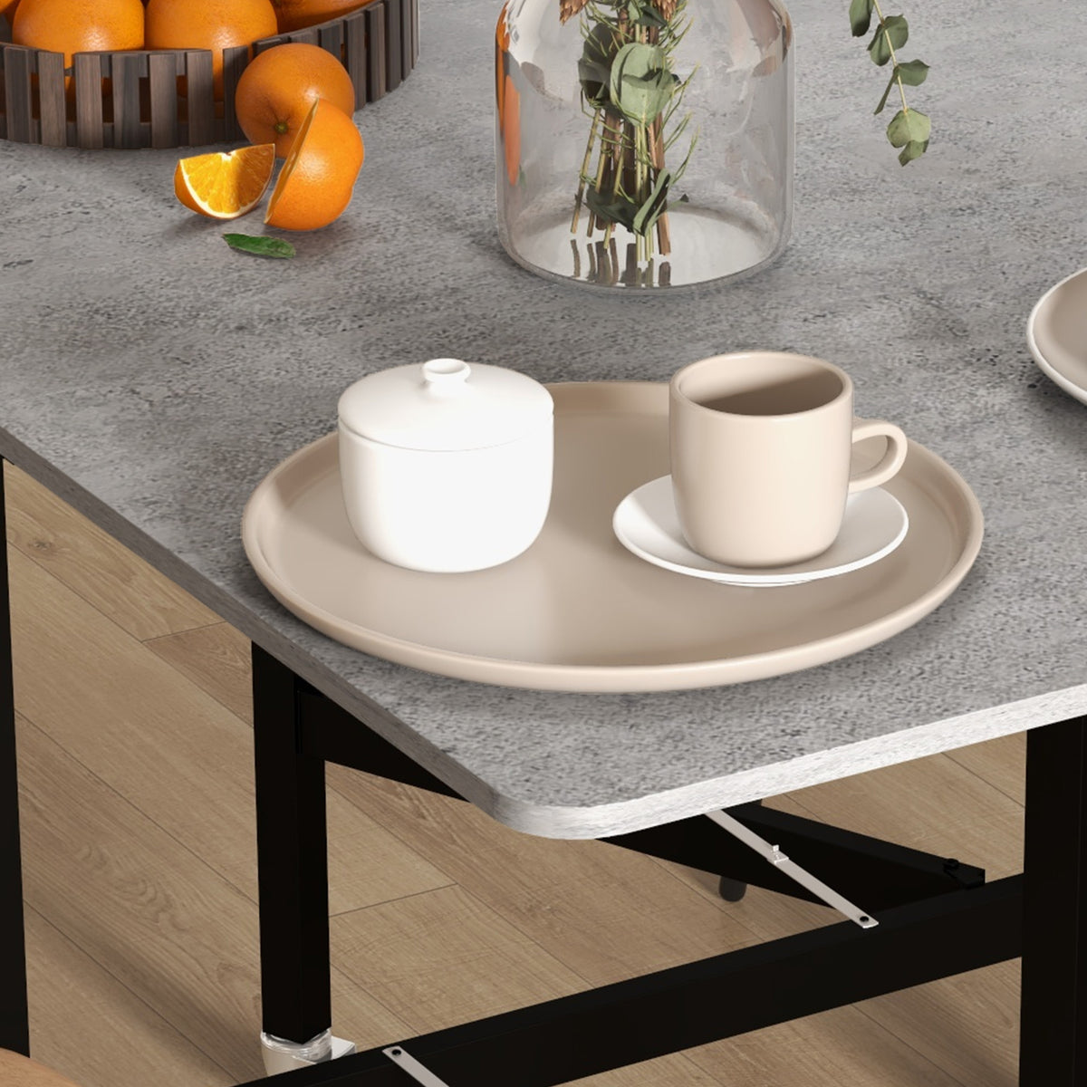 Wooden Drop Leaf Folding Dining Table With Wheels for 4 to 6 People - Velmora