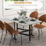 Wooden Drop Leaf Folding Dining Table With Wheels for 4 to 6 People - Velmora