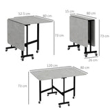 Wooden Drop Leaf Folding Dining Table With Wheels for 4 to 6 People - Velmora