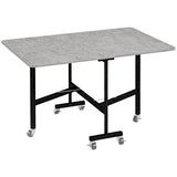 Wooden Drop Leaf Folding Dining Table With Wheels for 4 to 6 People - Velmora
