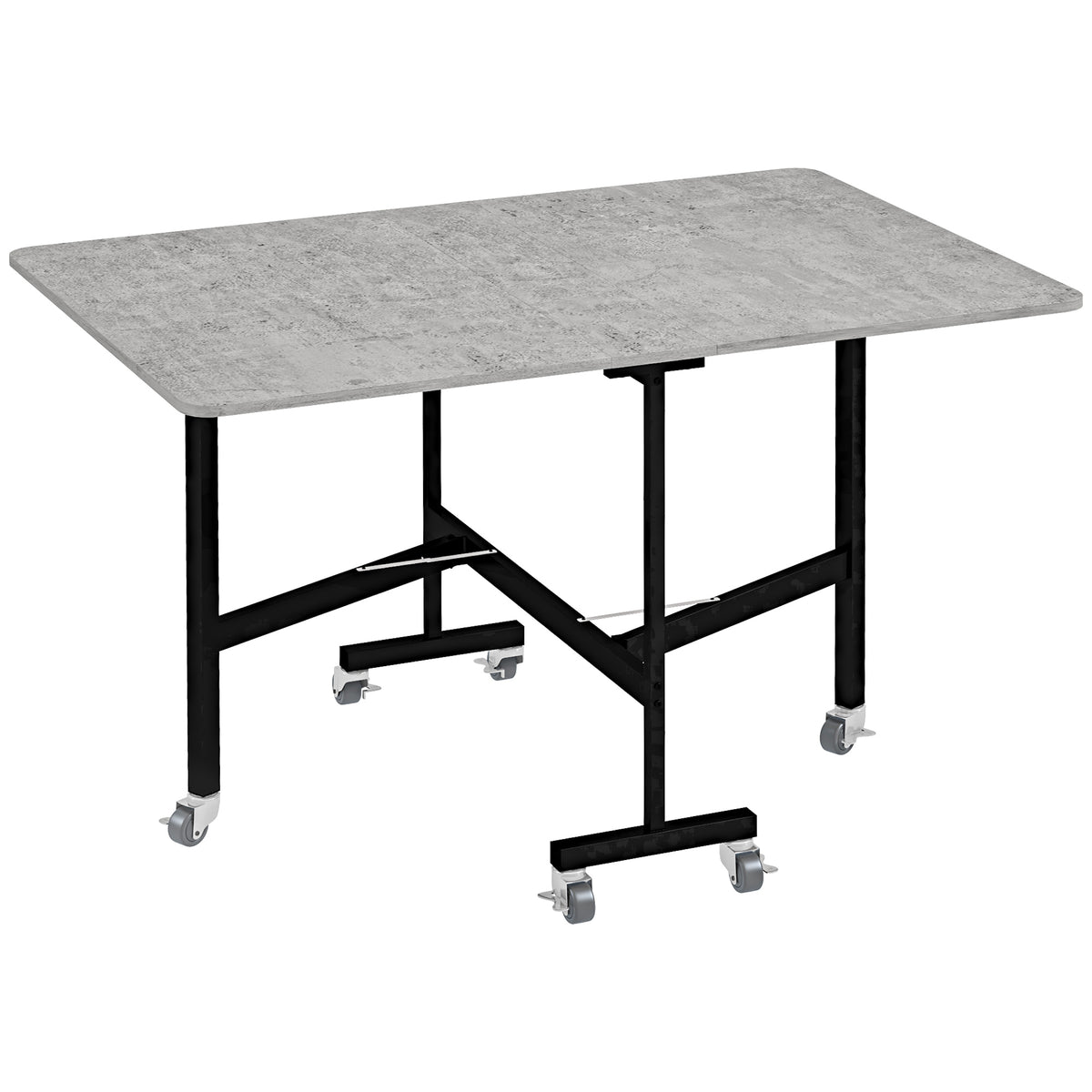Wooden Drop Leaf Folding Dining Table With Wheels for 4 to 6 People - Velmora