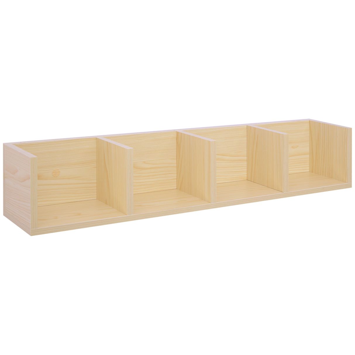Wooden DVD Wall Shelf 95cm Wide With 4 Compartments - Velmora
