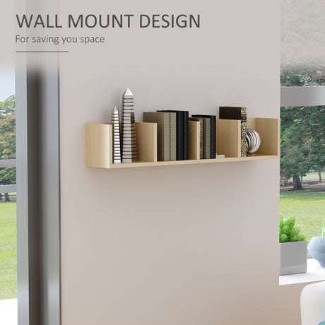 Wooden DVD Wall Shelf 95cm Wide With 4 Compartments - Velmora