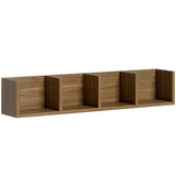 Wooden DVD Wall Shelf 95cm Wide With 4 Compartments - Velmora