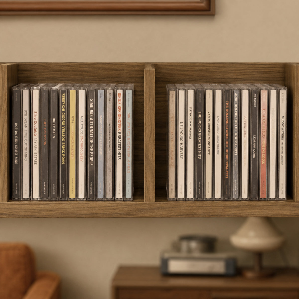 Wooden DVD Wall Shelf 95cm Wide With 4 Compartments - Velmora