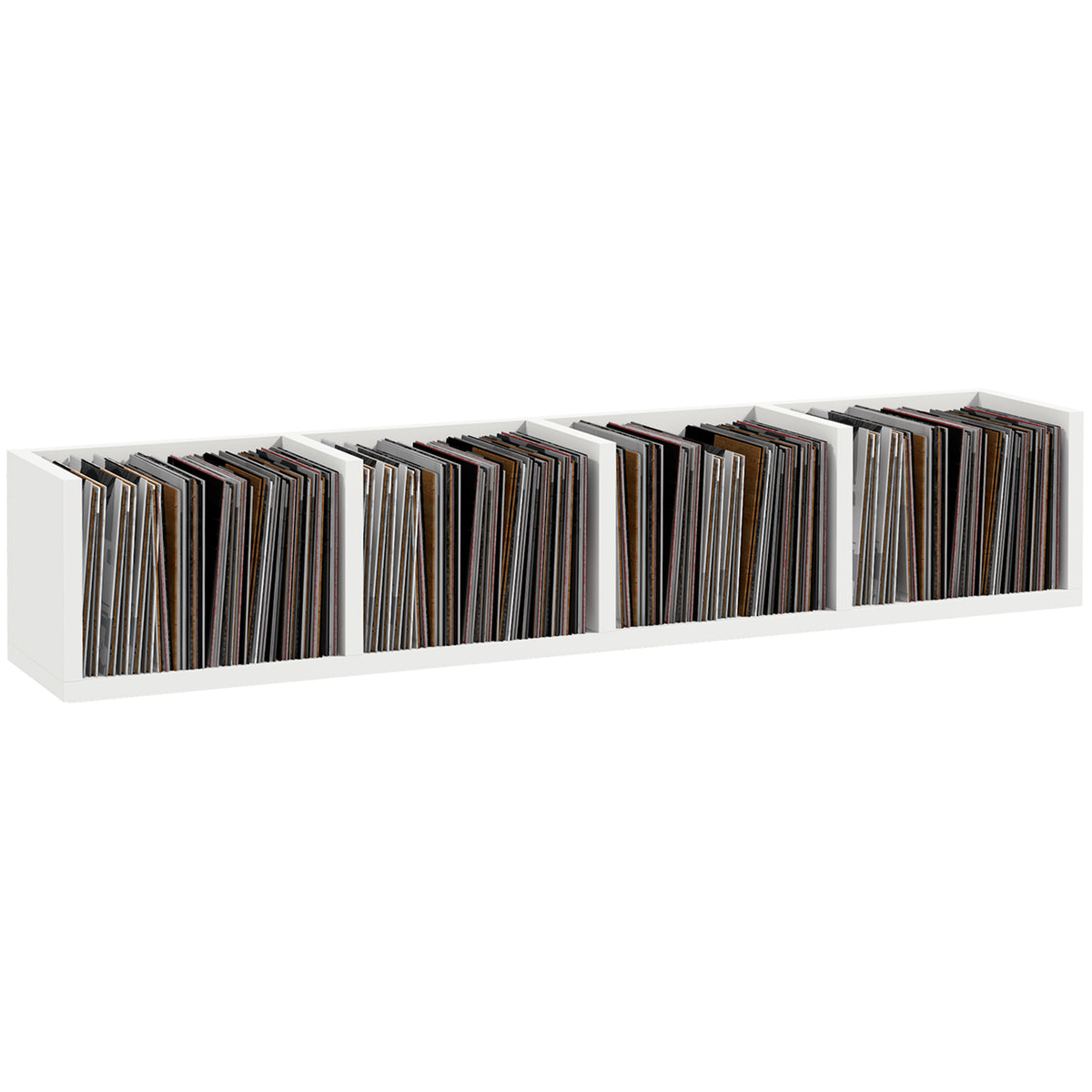 Wooden DVD Wall Shelf 95cm Wide With 4 Compartments - Velmora