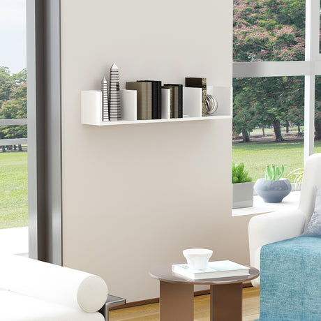 Wooden DVD Wall Shelf 95cm Wide With 4 Compartments - Velmora