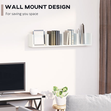Wooden DVD Wall Shelf 95cm Wide With 4 Compartments - Velmora