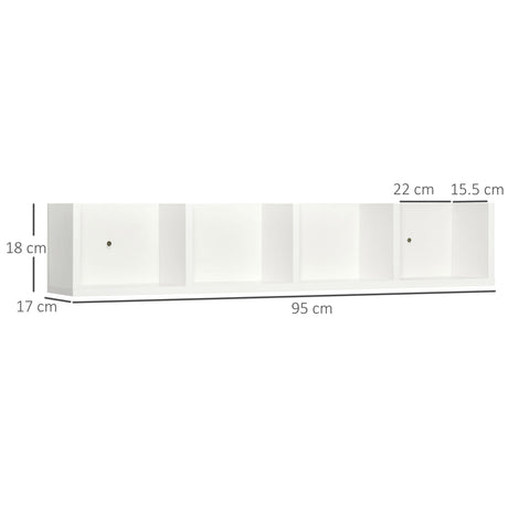 Wooden DVD Wall Shelf 95cm Wide With 4 Compartments - Velmora