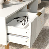 Wooden Elegant Coffee Table Rectangular With 1 Drawer in Elegant Marble Effect - Velmora