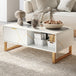 Wooden Elegant Coffee Table Rectangular With 1 Drawer in Elegant Marble Effect - Velmora