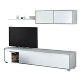 Wooden Entertainment Unit With Wall Shelf And Cupboard - Simpsonville
