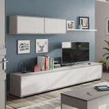 Wooden Entertainment Unit With Wall Shelf And Cupboard - Simpsonville