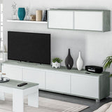 Wooden Entertainment Unit With Wall Shelf And Cupboard - Simpsonville