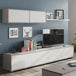 Wooden Entertainment Unit 200cm Wide With Wall Shelf And Cupboard - Simcoe