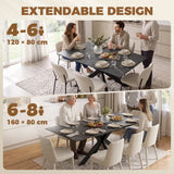 Wooden Extending Dining Table 160cm Wide for 8 People - Velmora