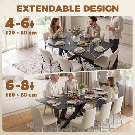 Wooden Extending Dining Table 160cm Wide for 8 People - Velmora