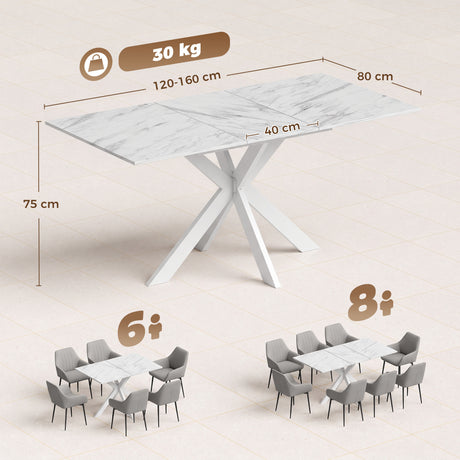 Wooden Extending Dining Table 160cm Wide for 8 People - Velmora