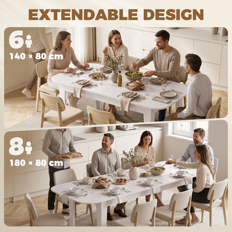 Wooden Extending Dining Table 180cm Wide for 8 People - Velmora