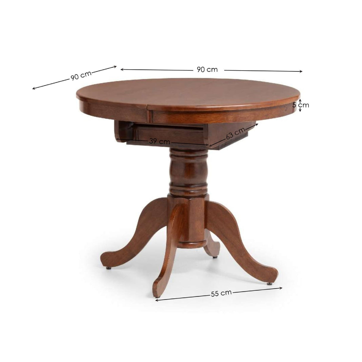 Wooden Extending Dining Table for 4 People Round - Canterbury
