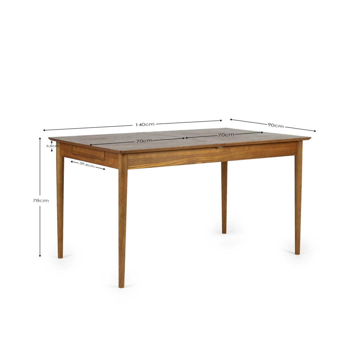 Wooden Extending Dining Table for 4 to 6 People With 2 Drawers - Lowry