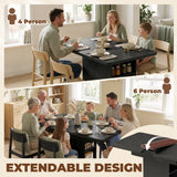 Wooden Extending Dining Table Rectangular for 4 to 6 People - Velmora