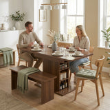 Wooden Extending Dining Table Rectangular for 4 to 6 People - Velmora