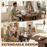 Wooden Extending Dining Table Rectangular for 4 to 6 People - Velmora