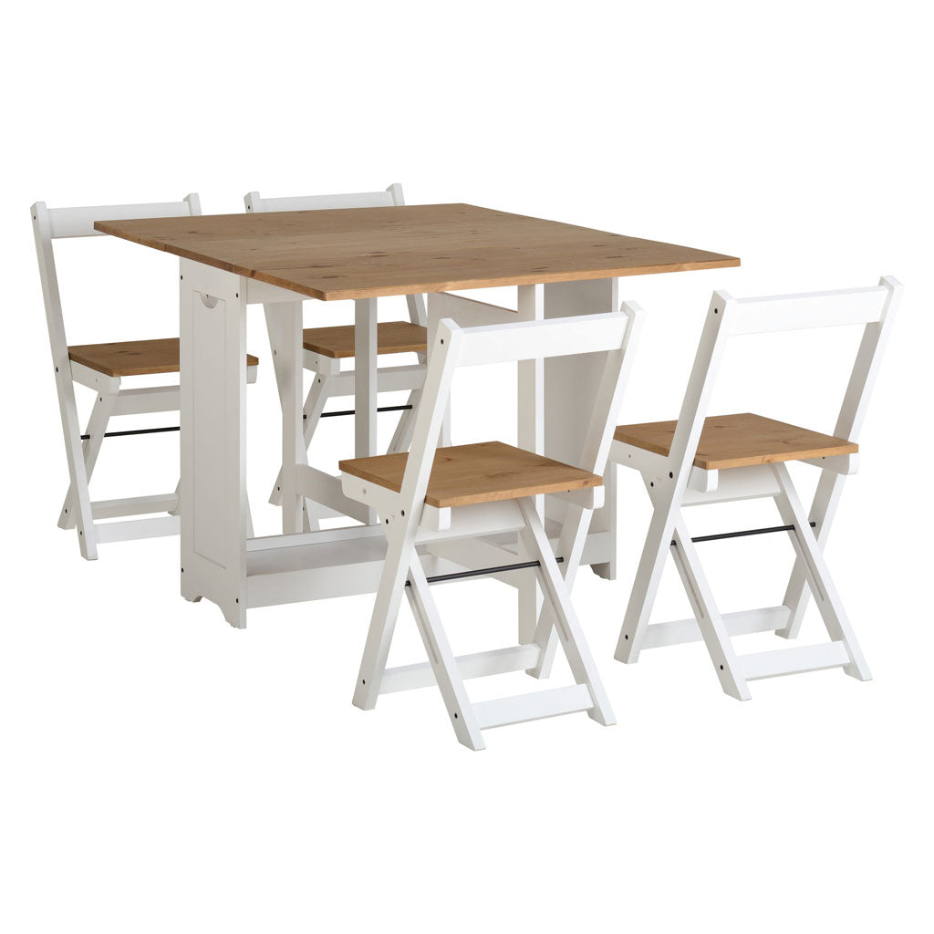 Wooden Extending Dining Table With 4 Dining Chairs - Santos