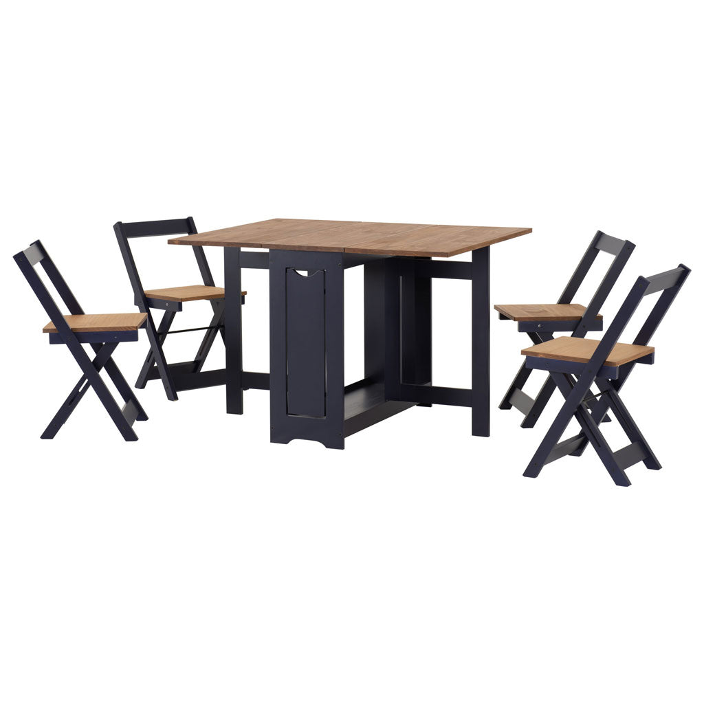 Wooden Extending Dining Table With 4 Dining Chairs - Santos