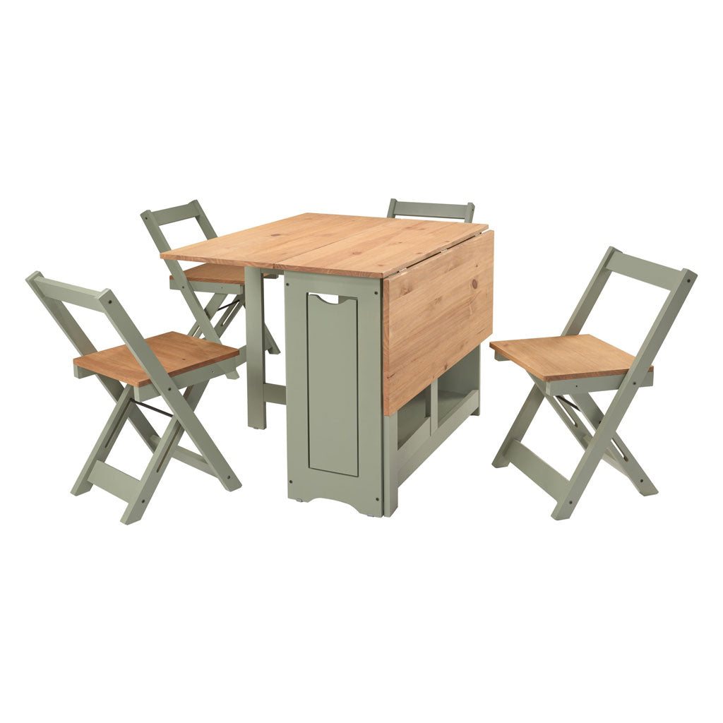 Wooden Extending Dining Table With 4 Dining Chairs - Santos