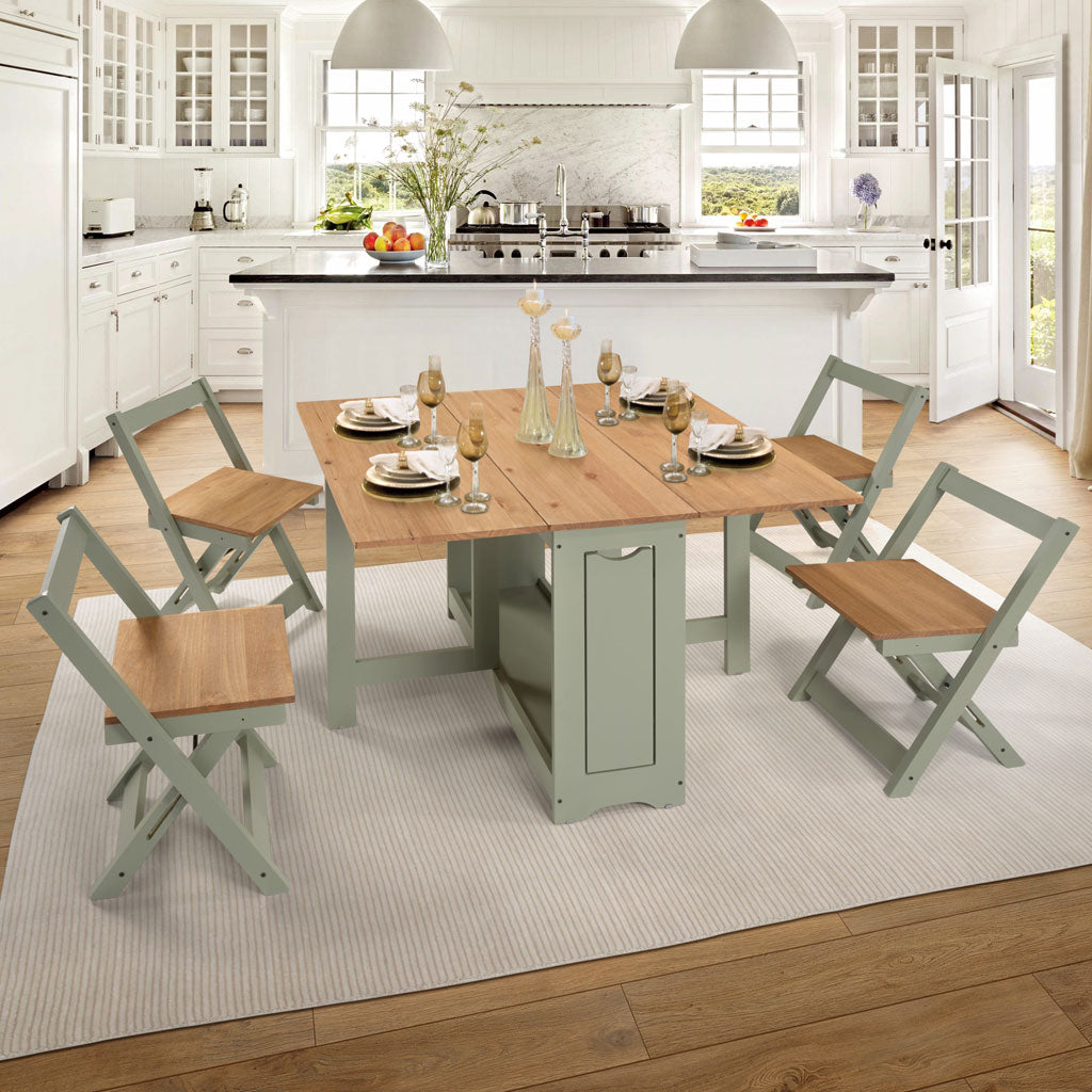 Wooden Extending Dining Table With 4 Dining Chairs - Santos
