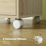 Wooden File Cabinet 40cm Wide With 6 Drawers And Wheels - Velmora