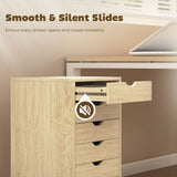 Wooden File Cabinet 40cm Wide With 6 Drawers And Wheels - Velmora
