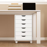 Wooden File Cabinet 40cm Wide With 6 Drawers And Wheels - Velmora