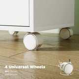 Wooden File Cabinet 40cm Wide With 6 Drawers And Wheels - Velmora