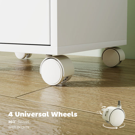 Wooden File Cabinet 40cm Wide With 6 Drawers And Wheels - Velmora