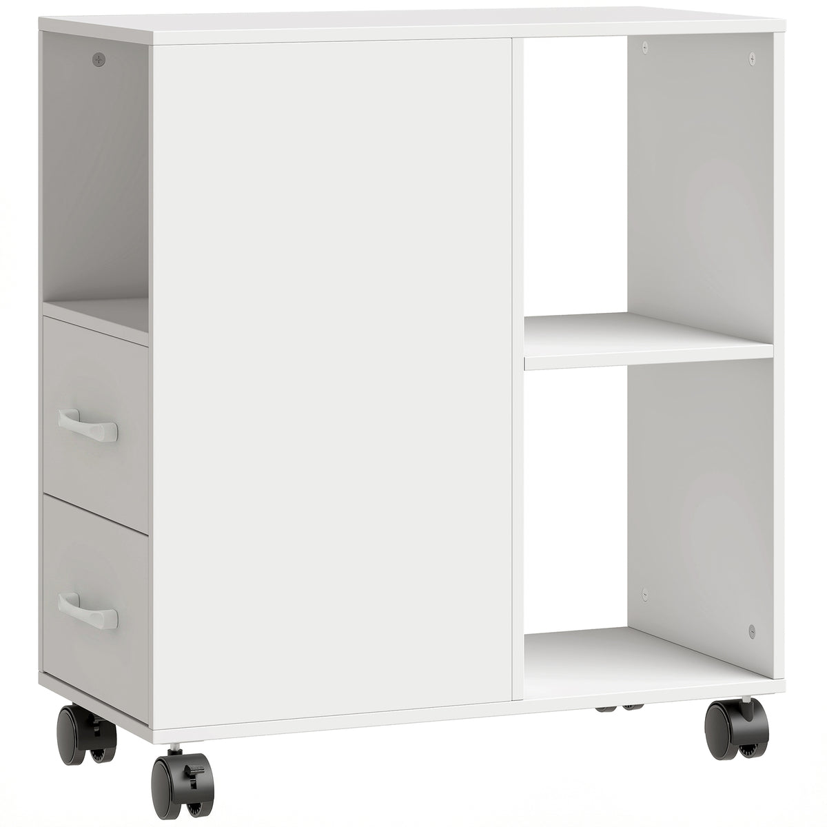 Wooden File Cabinet 60cm Wide With 2 Drawers And Wheels - Velmora