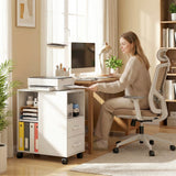 Wooden File Cabinet 60cm Wide With 2 Drawers And Wheels - Velmora