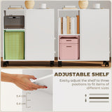 Wooden File Cabinet 60cm Wide With 2 Drawers And Wheels - Velmora