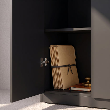 Wooden File Storage Cabinet 60cm Wide With 2 Doors - Velmora