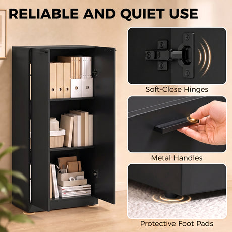 Wooden File Storage Cabinet 60cm Wide With 2 Doors - Velmora