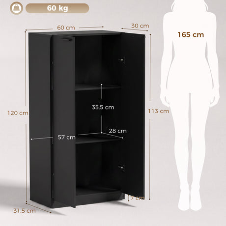 Wooden File Storage Cabinet 60cm Wide With 2 Doors - Velmora