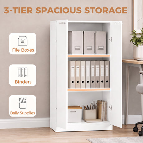 Wooden File Storage Cabinet 60cm Wide With 2 Doors - Velmora