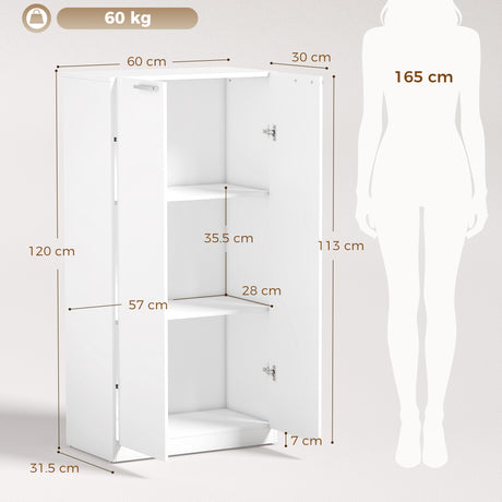 Wooden File Storage Cabinet 60cm Wide With 2 Doors - Velmora