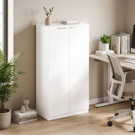 Wooden File Storage Cabinet 60cm Wide With 2 Doors - Velmora